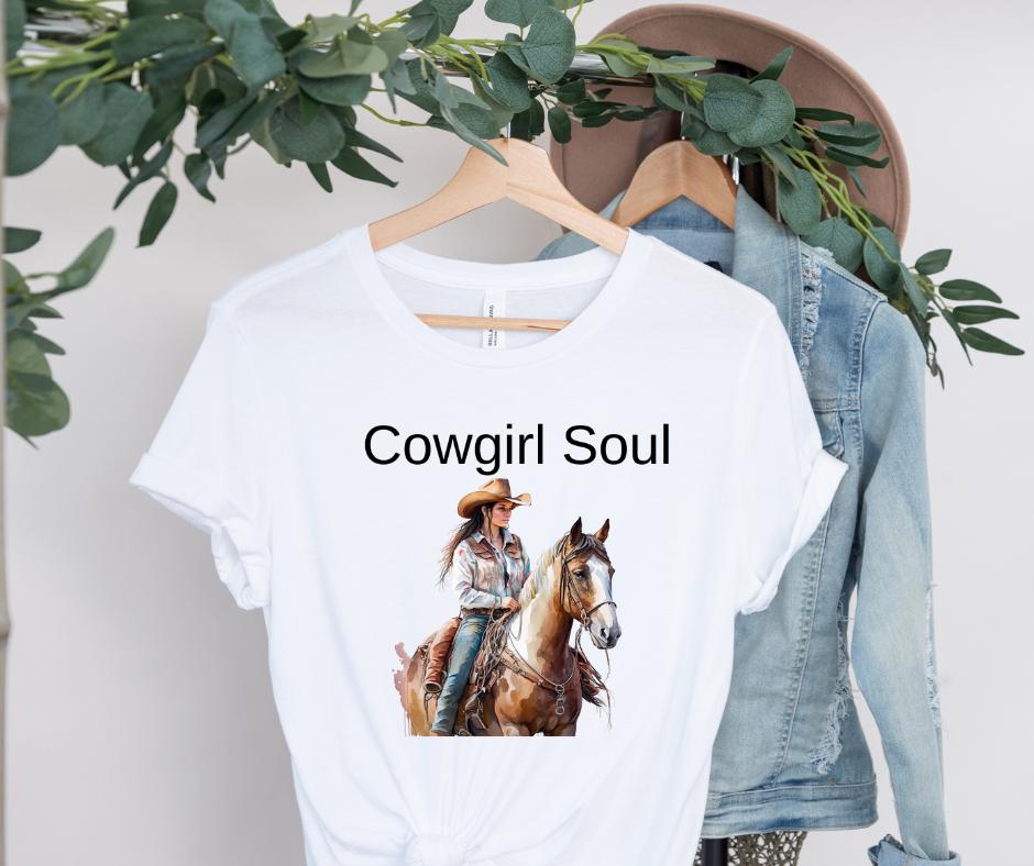 Cowgirl T Shirt, Equestrain T shirt, Rodeo Theme Shirt, Cowgirl at heart, Country shirt, Women's Relaxed T-Shirt