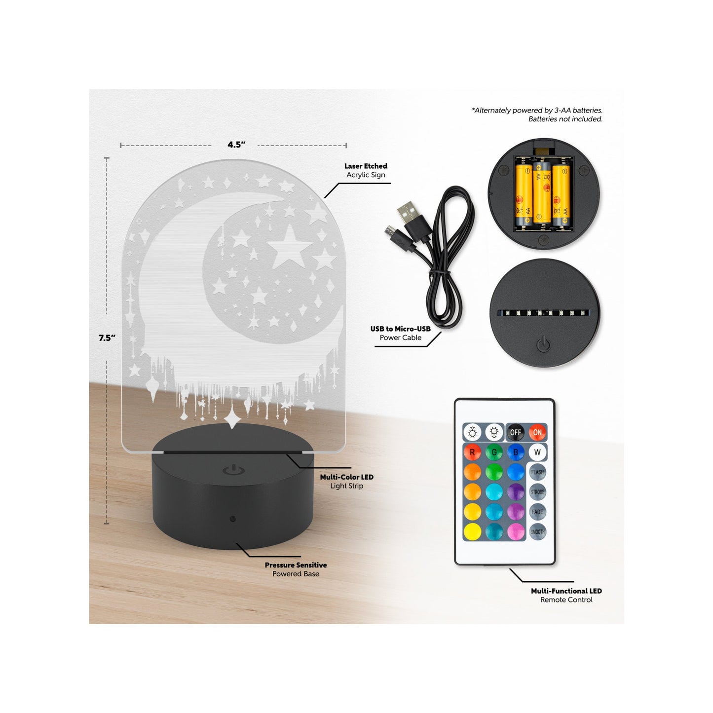 Night light, Color changing night light, Moon and stars night light, Bedroom light, Kids Night light, Nursery Decor