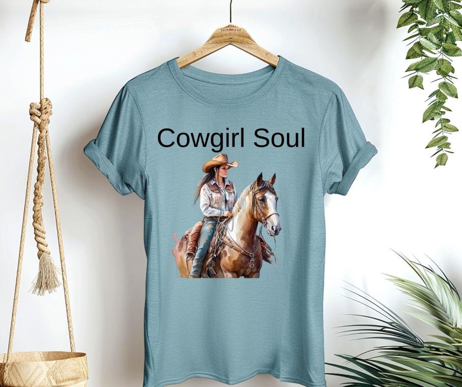 Cowgirl T Shirt, Equestrain T shirt, Rodeo Theme Shirt, Cowgirl at heart, Country shirt, Women's Relaxed T-Shirt